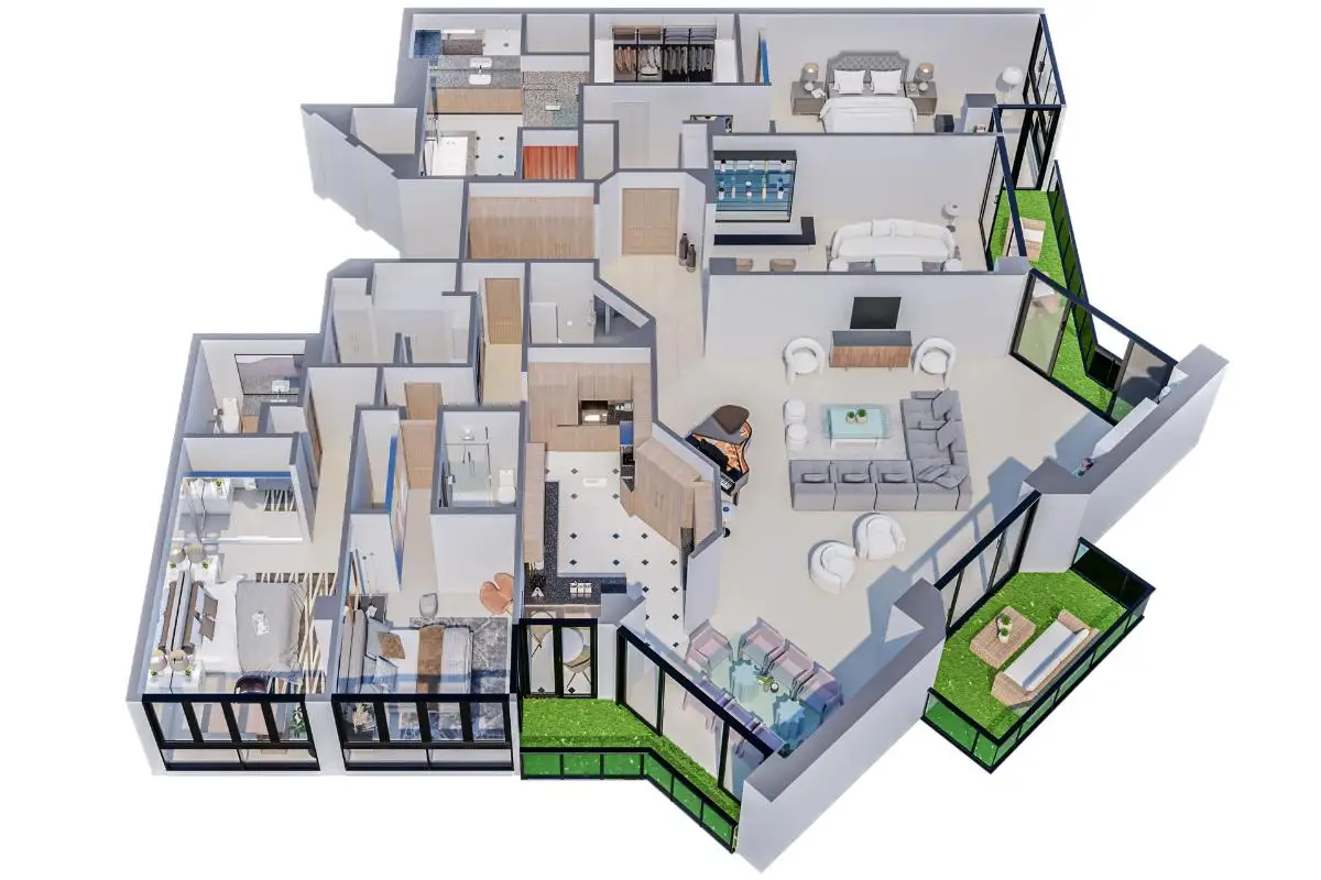 3D floor plan rendering