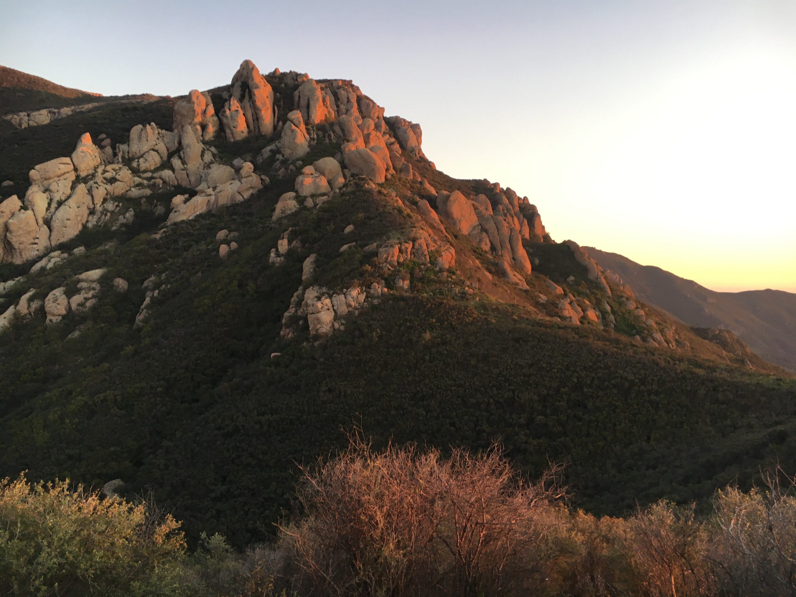 Boney Mountain rising above the grasslands near Newbury Park, California